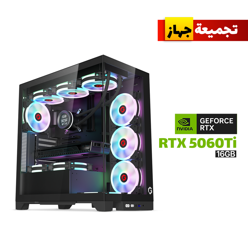 Gaming PC AMD Ryzen 5-9600X, Asrock B850M-X WiFi DDR5 MotherBoard, 32GB DDR5 RAM, 1TB NVMe SSD, AZZA L240 Liquid Cooler, 750 WATT GOLD PSU, PALIT GeForce RTX 5060 Ti 16GB VGA, GameOn Emperor Mid Night IV Case with 7x ARGB Fans, Windows 11 Pro License