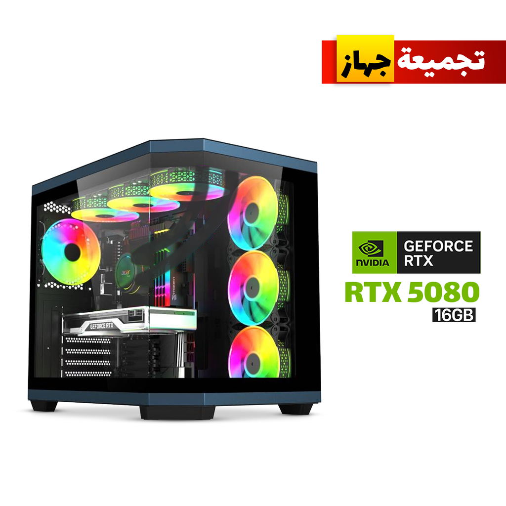 Gaming PC AMD Ryzen 7 9800X3D, MSI X870-P WiFi MB, 32GB DDR5 (6000) RAM, 2TB NVMe Gen-4 SSD, RTX 5080 16GB VGA, Asus Prime L360 Liquid Cooler, Silver Stone 1000 WATT GOLD PSU, Acer V950 Mid Tower Case with 7x RGB Fans (Black), Windows 11 Pro License