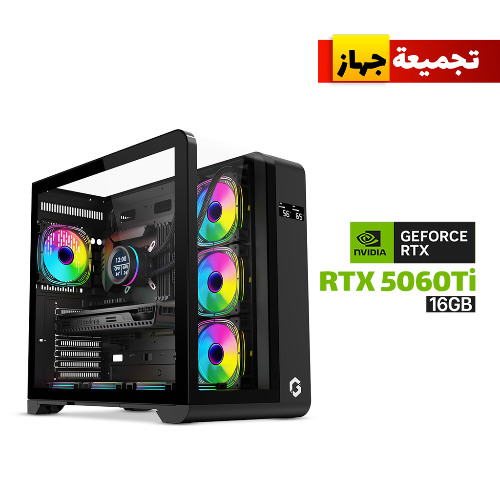 [NS029626] Gaming PC i7-13700F, GIGABYTE B760 D5 WiFi MB, 32GB DDR5 RAM, 1TB NVMe SSD, GeForce RTX 5060 Ti 16GB , AZZA L240 Liquid Cooler, 750 WATT GOLD PSU, GameOn Infinity Series Digital Display Screen Case, Windows 11 Pro License