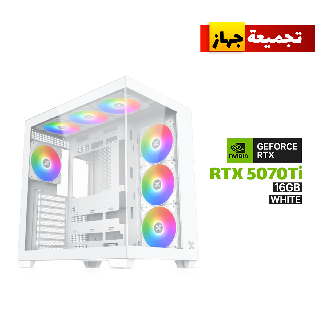Gaming PC i7-14700K, Asus Prime Z790-A WiFi MB, 32GB DDR5 (6000) White RAM, 2TB NVMe Gen-4 (7400) SSD, RTX 5070 Ti 16GB White VGA, L360 Liquid Cooler White, 850 WATT PLATNIUM PSU, Xigmatek Aqua V Air Arctic Mid Tower Case, Windows 11 Pro License