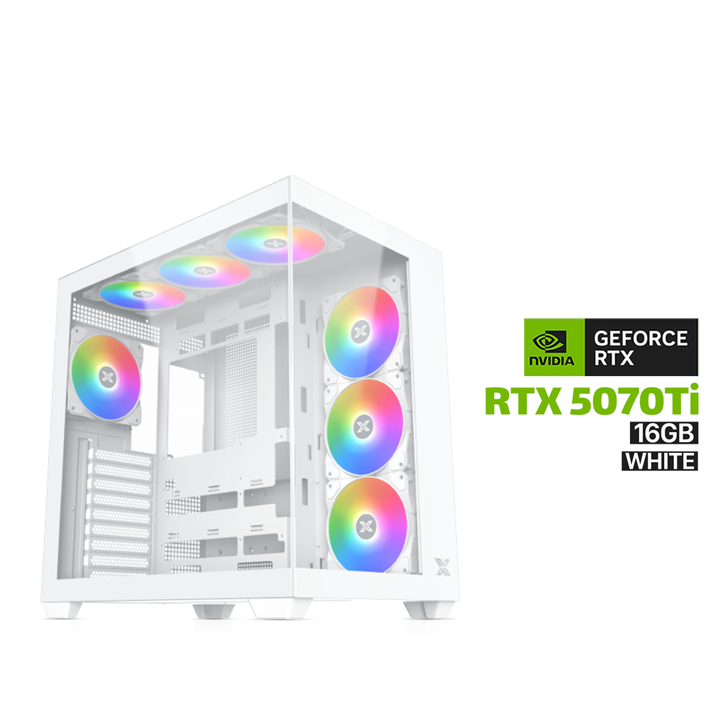 [NS028624] Gaming PC i7-14700K, Asus Prime Z790-A WiFi MB, 32GB DDR5 (6000) White RAM, 2TB NVMe Gen-4 (7400) SSD, RTX 5070 Ti 16GB White VGA, L360 Liquid Cooler White, 850 WATT PLATNIUM PSU, Xigmatek Aqua V Air Arctic Mid Tower Case, Windows 11 Pro License