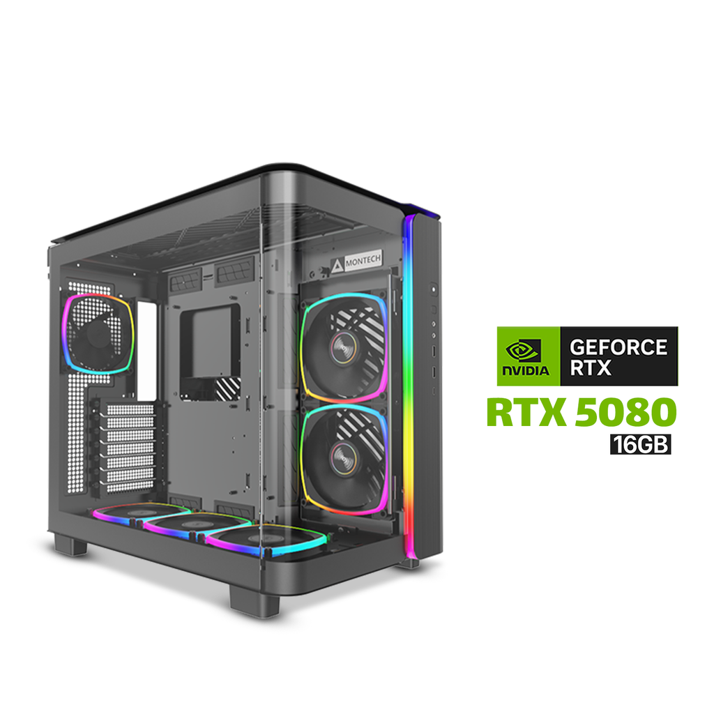 [NS028274] Gaming PC i7-14700K, Asus TUF Gaming Z790 WiFi D5 MB, 32GB DDR5 (6000) RAM, 2TB NVMe Gen-4 SSD, RTX 5080 16GB VGA, Asus Prime L360 Liquid Cooler, Silver Stone 1000 WATT GOLD PSU, Montech King 95 Pro Mid Tower Case with 6x RGB Fans, Win 11 Pro License