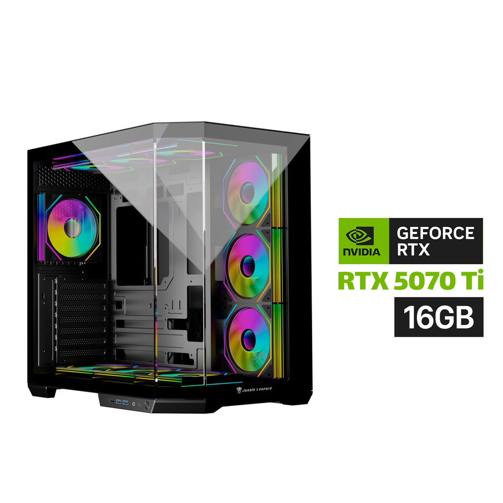 [NS030923] Gaming PC Intel Core Ultra 9-285K, ASUS Z890-P WiFi, 32GB DDR5 6000, 2TB NVMe SSD, PNY RTX 5070 Ti 16GB, 850W Gold PSU, 360mm ARGB Liquid Cooler, Jungle Leopard Case, Win 11 Pro