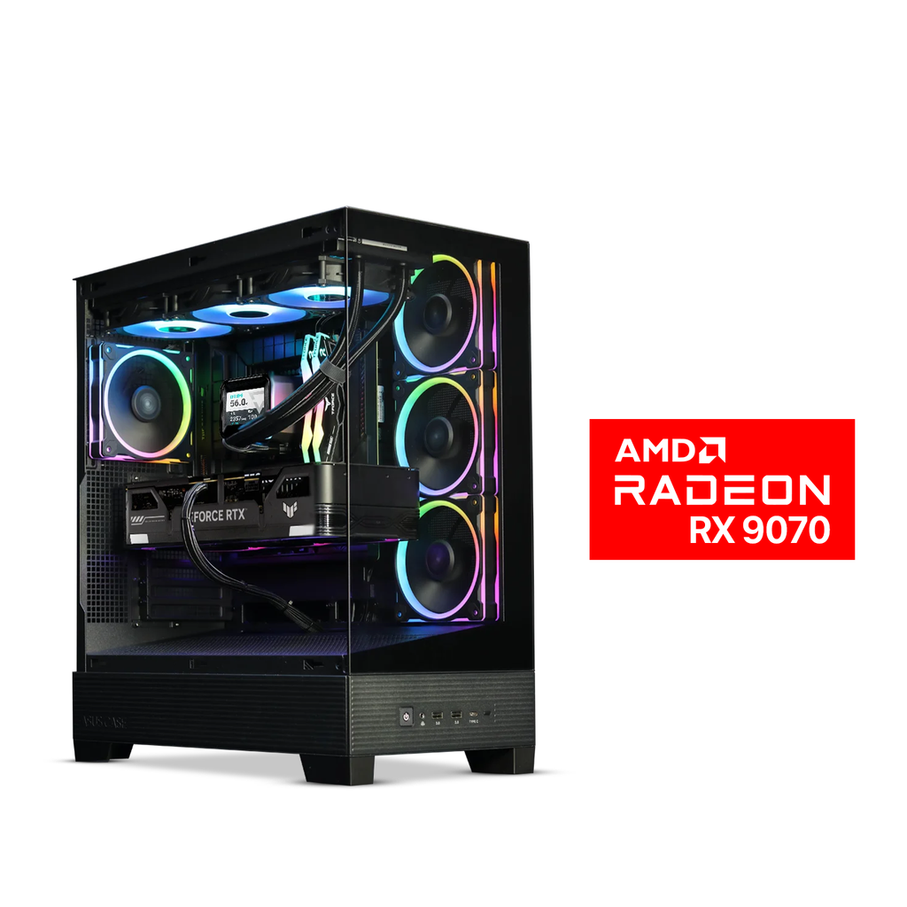 [NS029628] Gaming PC Ryzen 7 9700X, B650 Motherboard, 32GB DDR5 (6000) RAM, 1TB NVMe SSD, XFX Swift Class Pro AMD Radeon RX 9070 OC Edition 16GB VGA, 750 WATT GOLD PSU, L240 Liquid Cooler, Asus A31 Plus Mid Tower Case Black, Windows 11 Pro License