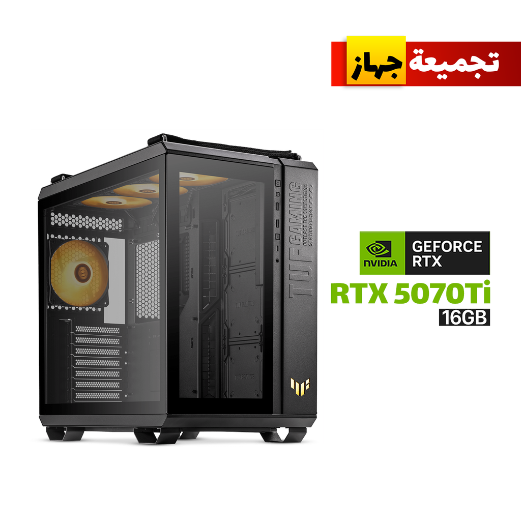 Gaming PC Ryzen 7 9800X3D, ROG STRIX X870-F WiFi 7 MB, 32GB DDR5 (6000) RAM, 2TB NVMe Gen-4 (7400) SSD, ROG STRIX RTX 5070 Ti 16GB VGA, TUF 1000 WATT GOLD PSU, Asus TUF L360 Liquid Cooler, Asus TUF GT502 PLUS Case, Asus TUF 3x RGB Fans, Win 11 Pro License