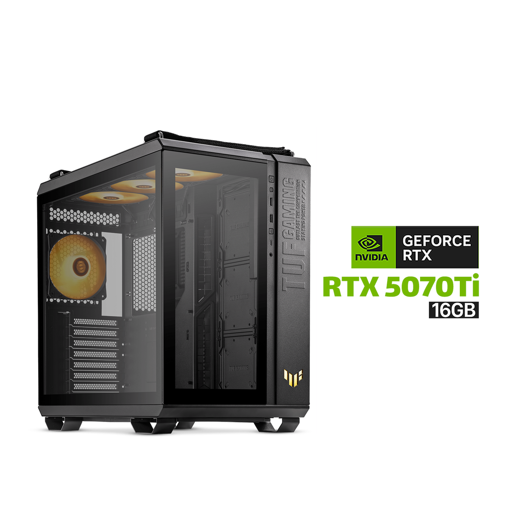 [NS029387] Gaming PC Ryzen 7 9800X3D, ROG STRIX X870-F WiFi 7 MB, 32GB DDR5 (6000) RAM, 2TB NVMe Gen-4 (7400) SSD, ROG STRIX RTX 5070 Ti 16GB VGA, TUF 1000 WATT GOLD PSU, Asus TUF L360 Liquid Cooler, Asus TUF GT502 PLUS Case, Asus TUF 3x RGB Fans, Win 11 Pro License