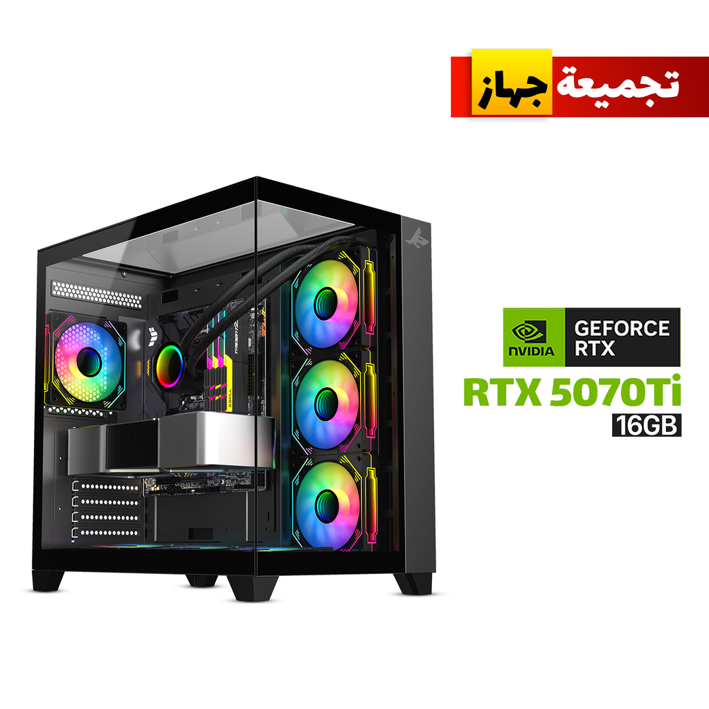 Gaming PC RYZEN 7-9800X3D Processor, MSI X870-P WIFI Motherboard, 32GB DDR5 RAM, 2TB NVMe SSD, RTX 5070 TI 16GB VGA, 850 WATT GOLD PSU, L360 Liquid Cooler, Sharx Profin GX700 Mid Tower Case, 7x Pre-Installed RGB Fans, Windows 11 Pro License