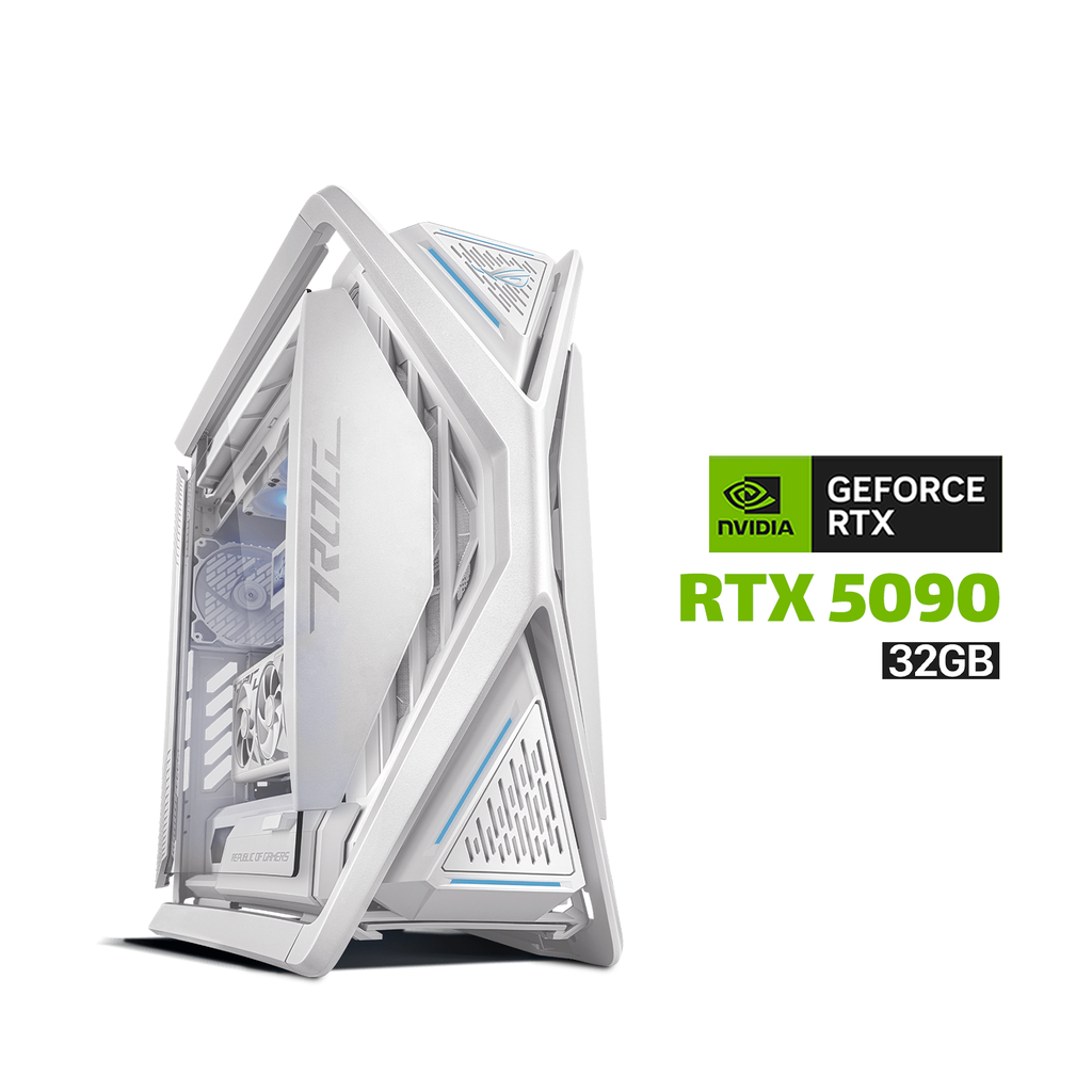 Gaming PC Ryzen 9 9950X3D,ROG Strix X870-A WiFi 7,FURY Renegade RGB 96GB RAM,Samsung 2TB Gen-5 SSD+Samsung 990 PRO 2TB,ROG Astral RTX 5090 Dhahab 32GB VGA, ROG Thor PLATINUM 1000W PSU,ROG Ryujin III 360 White,Lian-Li Strimers,ROG Hyperion GR701 ARGB Case