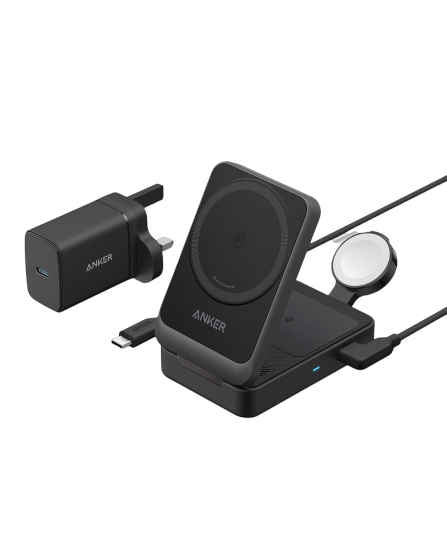[LVL-504402-DEFAULT-DEFAULT] Anker MagGo Wireless Charging Station (15W, Foldable 3-in-1) - Black B2557211
