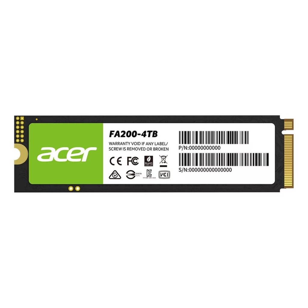 [NS028488] Acer FA200 4TB PCIe Gen4x4 M.2 NVMe SSD UpTo 7200MB/s Read & UpTo 6200MB/s Read