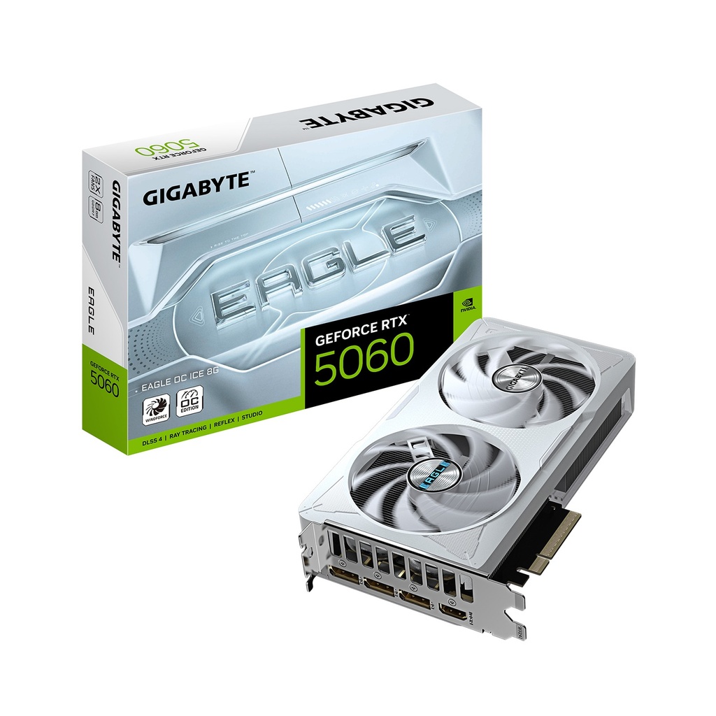 [NS029453] GigaByte GeForce RTX 5060 EAGLE OC ICE 8GB GDDR7 Graphics Card - White