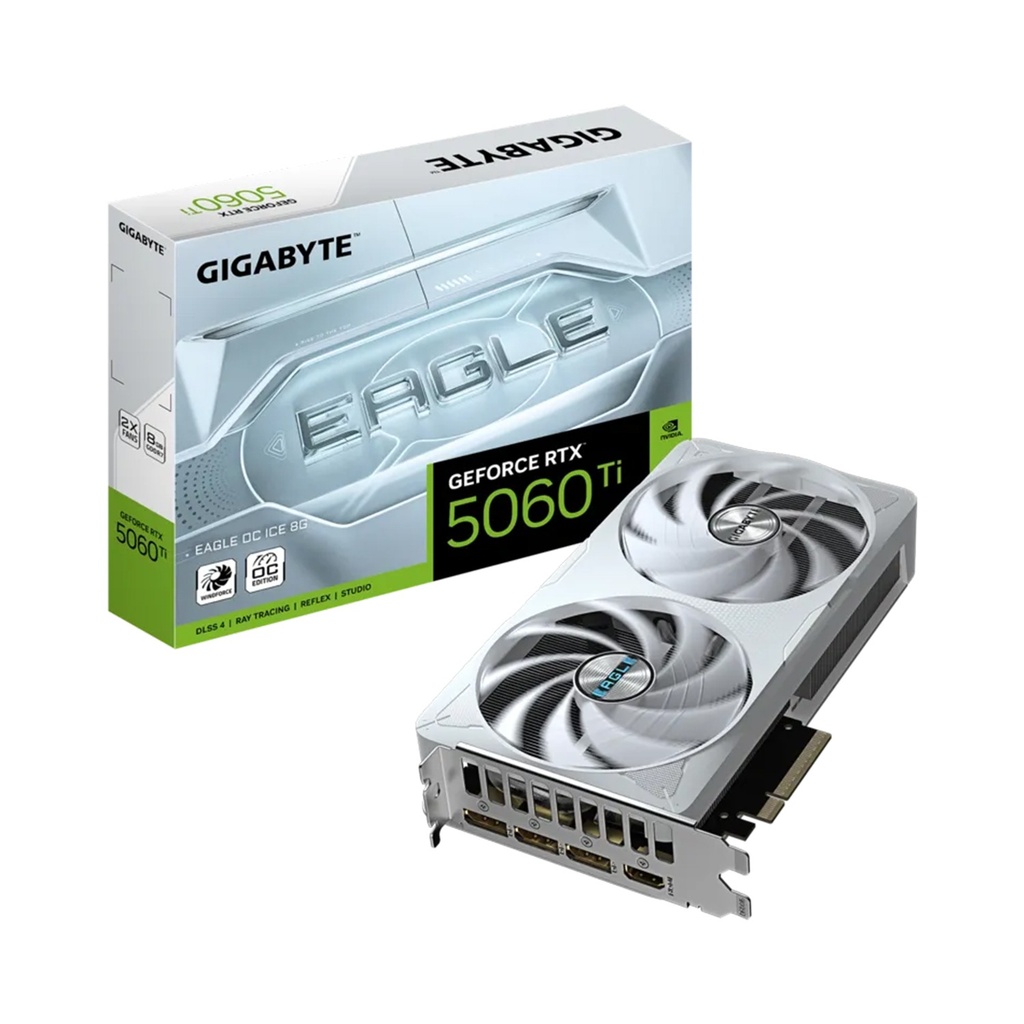 [NS028761] GigaByte GeForce RTX 5060Ti EAGLE OC ICE 8GB GDDR7 Graphics Card - White
