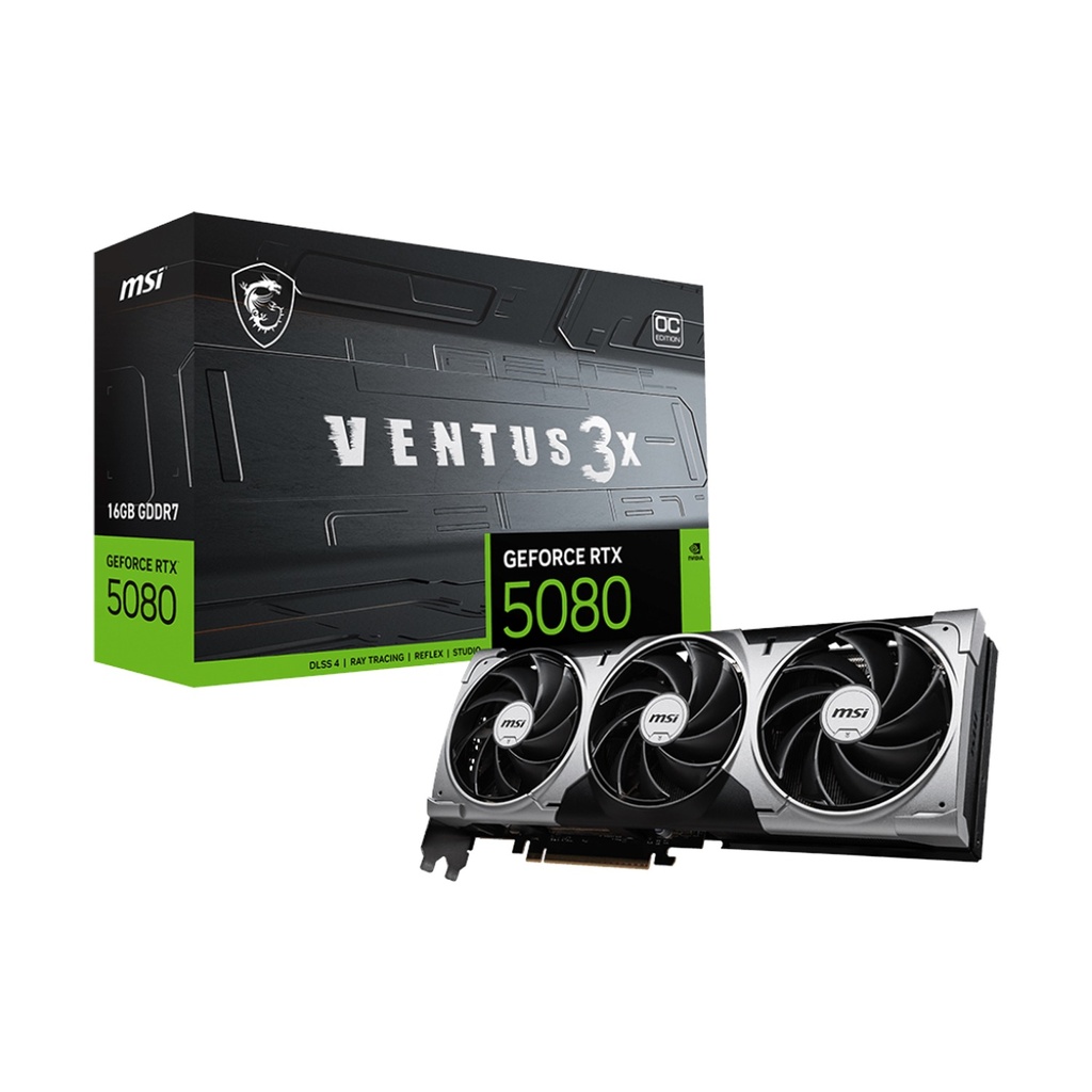[NS030288] MSI Geforce RTX 5080 Ventus 3X OC Edition 16GB GDDR7 Graphic Card | 912-V531-293