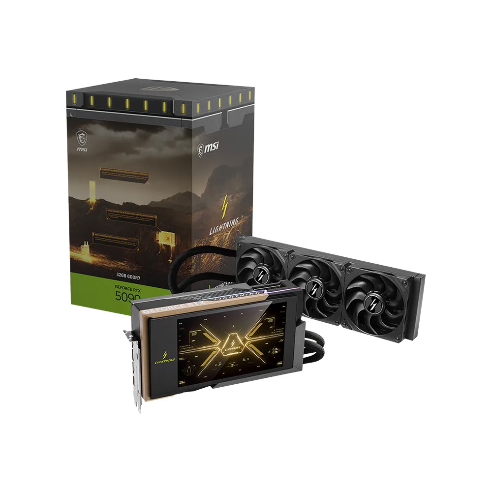 [NS032455] MSI LIGHTNING Z GeForce RTX 5090 32GB GDDR7 PCI Express Gen 5 liquid cooled Graphics Card - Black