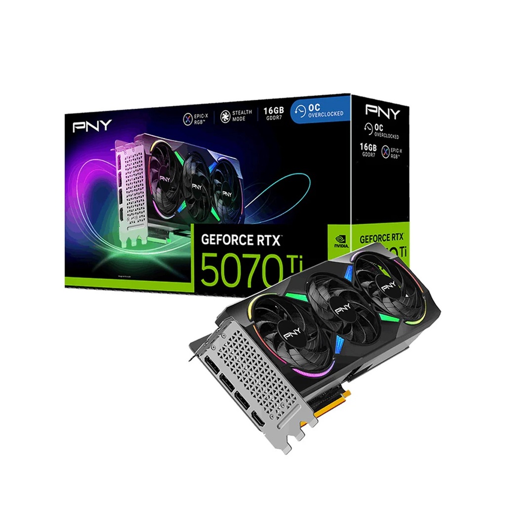 [NS030118] PNY GeForce RTX 5070Ti 16GB EPIC-X RGB™ OC Stealth Mode GDDR7 Graphic Card