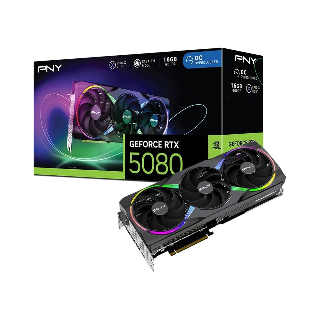 [NS028263] PNY GeForce RTX 5080 16GB EPIC-X RGB™ OC PCIe 5.0 ARGB GDDR7 Graphic Card