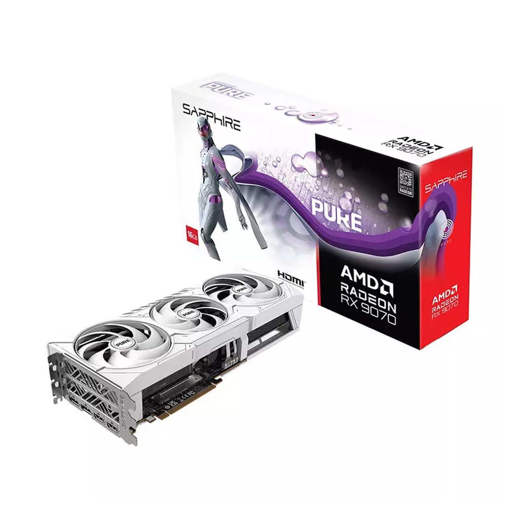 [NS028234] Sapphire Pure AMD Radeon RX 9070 16GB OC Graphic Card - White