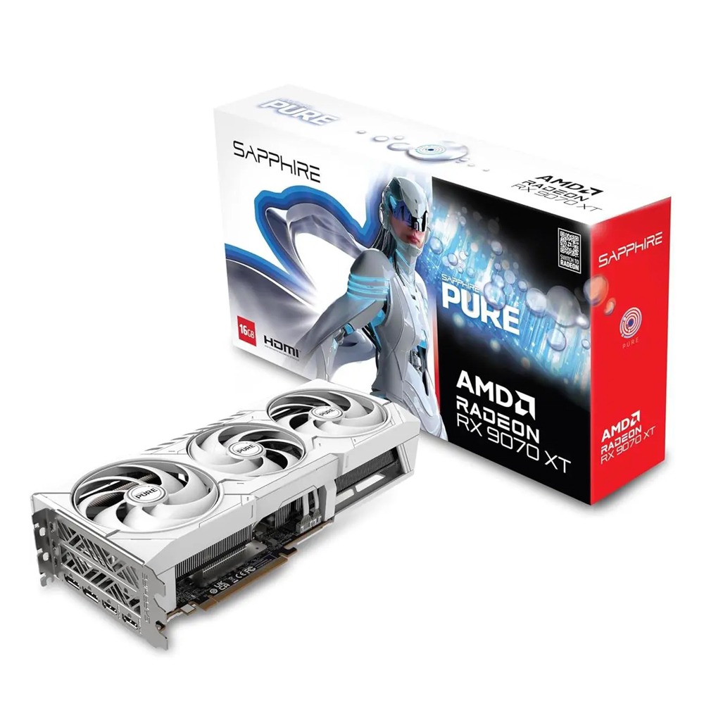 [NS032265] Sapphire PURE AMD Radeon™ RX 9070 XT 16GB OC GPU - White