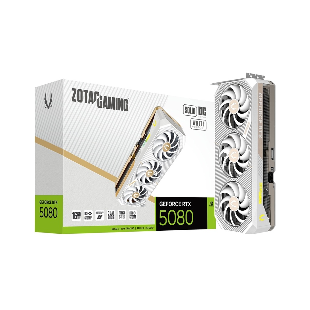 [NS028285] Zotac Geforce RTX 5080 16GB Solid OC Edition White Edition GDDR7 Graphic Card