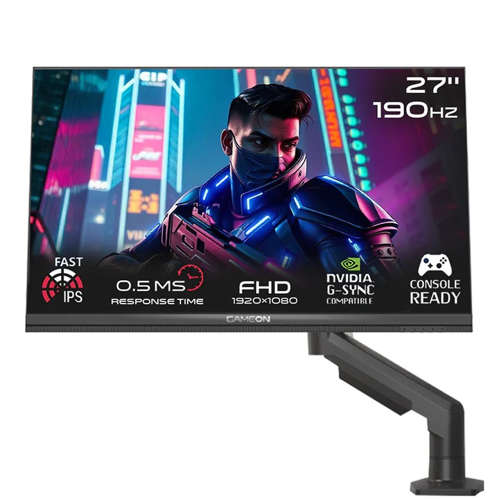 GAMEON GOM27FHD190IPSX Midnight Pro X Series 27" FHD, 190 Hz, MPRT 0.5 ms, Fast IPS Gaming Monitor (Support PS5) with Stand - Black