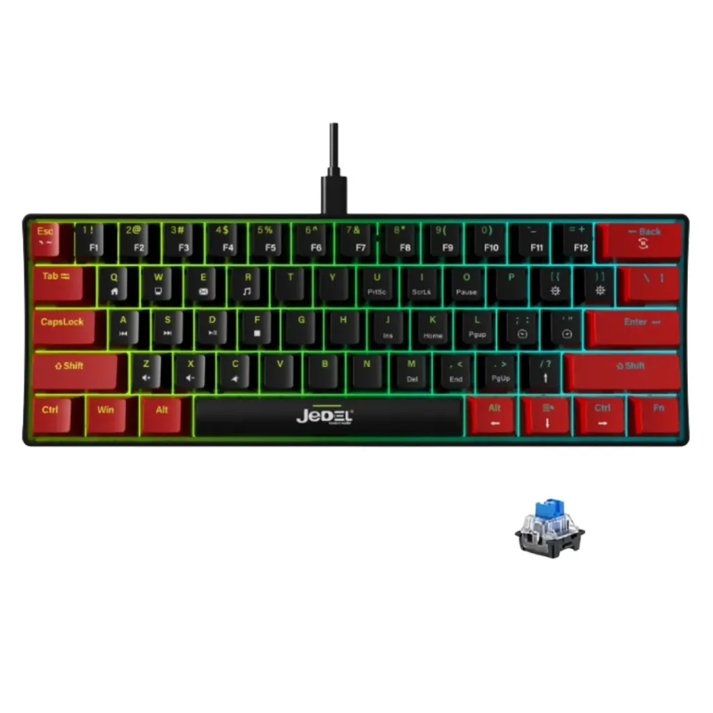 Jedel KL-69 Wired Gaming Keyboard with RGB Backlighting (Arabic/English) - 61 Keys
