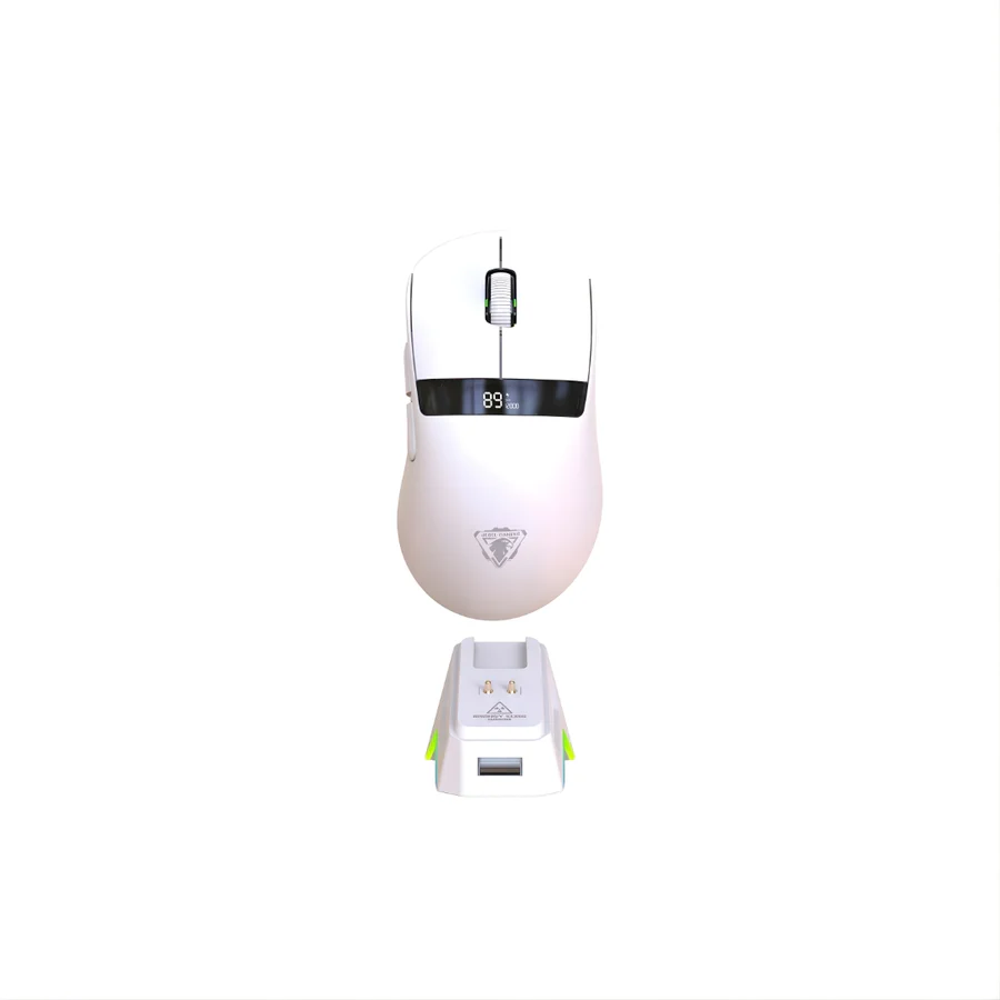 [ASX2N] JEDEL GWH-102 Tri-Mode Wireless Gaming Mouse with Charging Dock & Display (Black/White) (White)