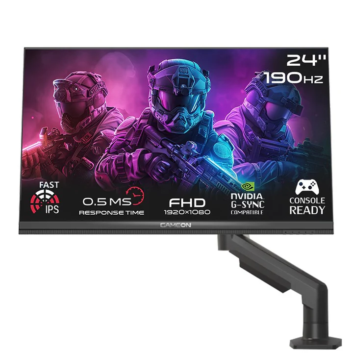 GAMEON GOM24FHD190IPSX Midnight Pro X Series 24" FHD, 190 Hz, MPRT 0.5 ms, Fast IPS Gaming Monitor (Support PS5) with Stand - Black