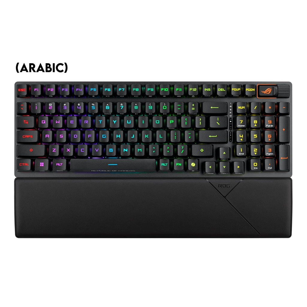 [NS026568] Asus X902 Rog Strix Scope II 96 RX Wireless Optical Mechanical Gaming Keyboard Rog RX Blue Switch Clicky And Speedy (Arabic) - Black