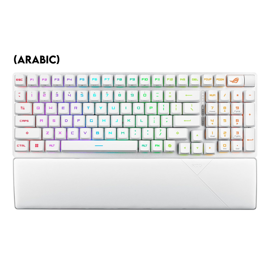 [NS026570] Asus X902 Rog Strix Scope II 96 RX Wireless Optical Mechanical Gaming Keyboard Rog RX Blue Switch Clicky And Speedy (Arabic) - White