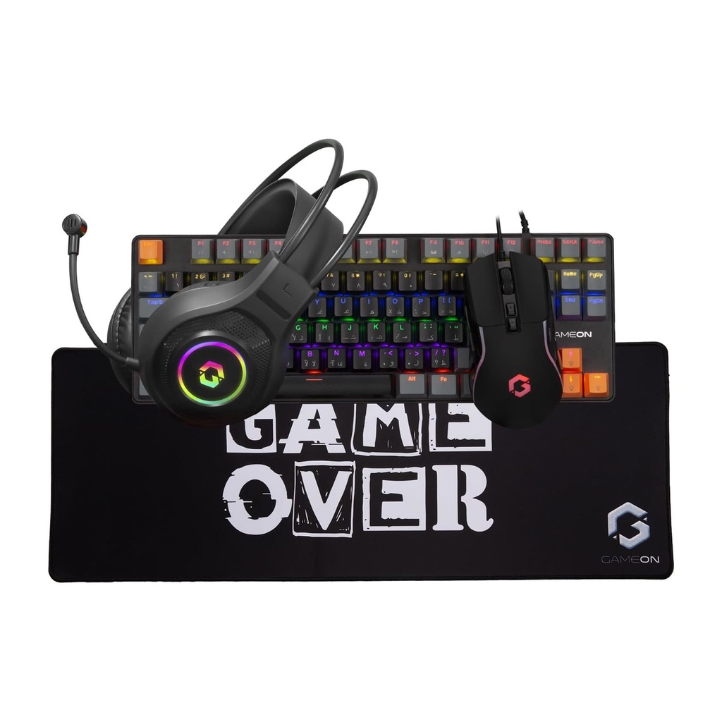 [NS013102] Gameon Viper X All-In-One Bundle Wired Keyboard Headset Mouse & Mousepad (Mechanical Blue Switch)