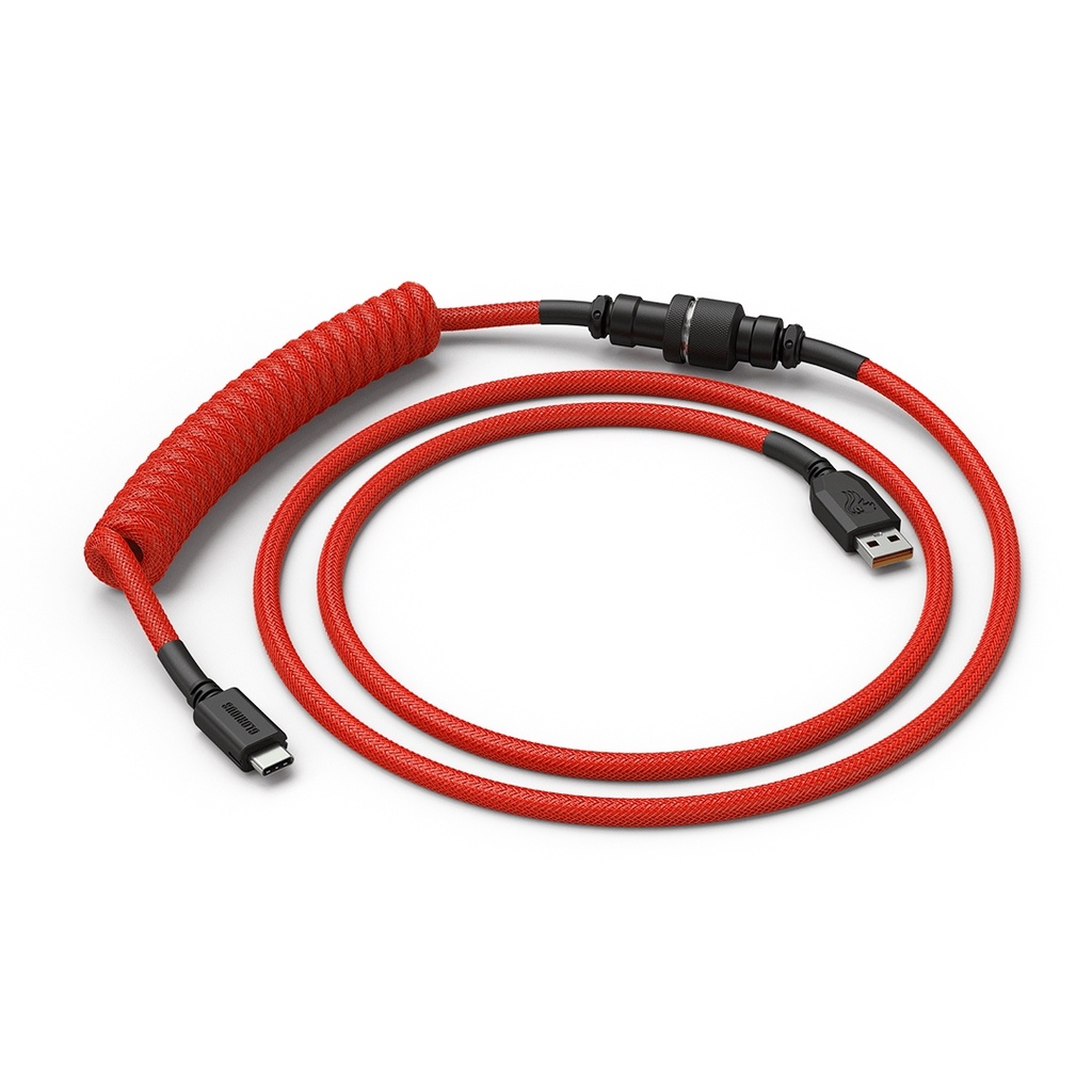 [NS004485] Glorious Coiled Keyboard Cable – USB-C Artisan Cable for Mechanical Keyboard Crimson Red