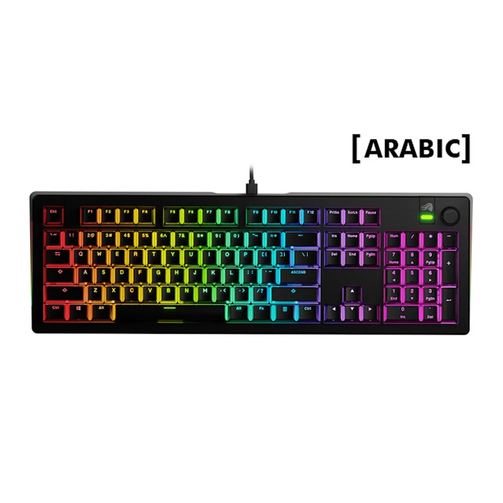 [NS032811] Glorious GMMK3 100% Mechanical Wired Mechanical Keyboard DoubleShot Keycaps Glorious Fox lubed Linear Switches (Arabic)- Black