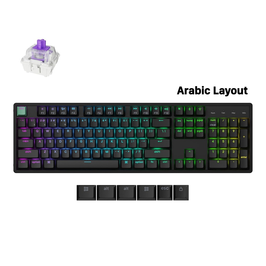 Keychron K10 Max 80% Wireless Mechanical Keyboard RGB Backlight Gateron Red Switch BT 5.1 / 2.4GHz / USB-C (Arabic Layout)-Gray