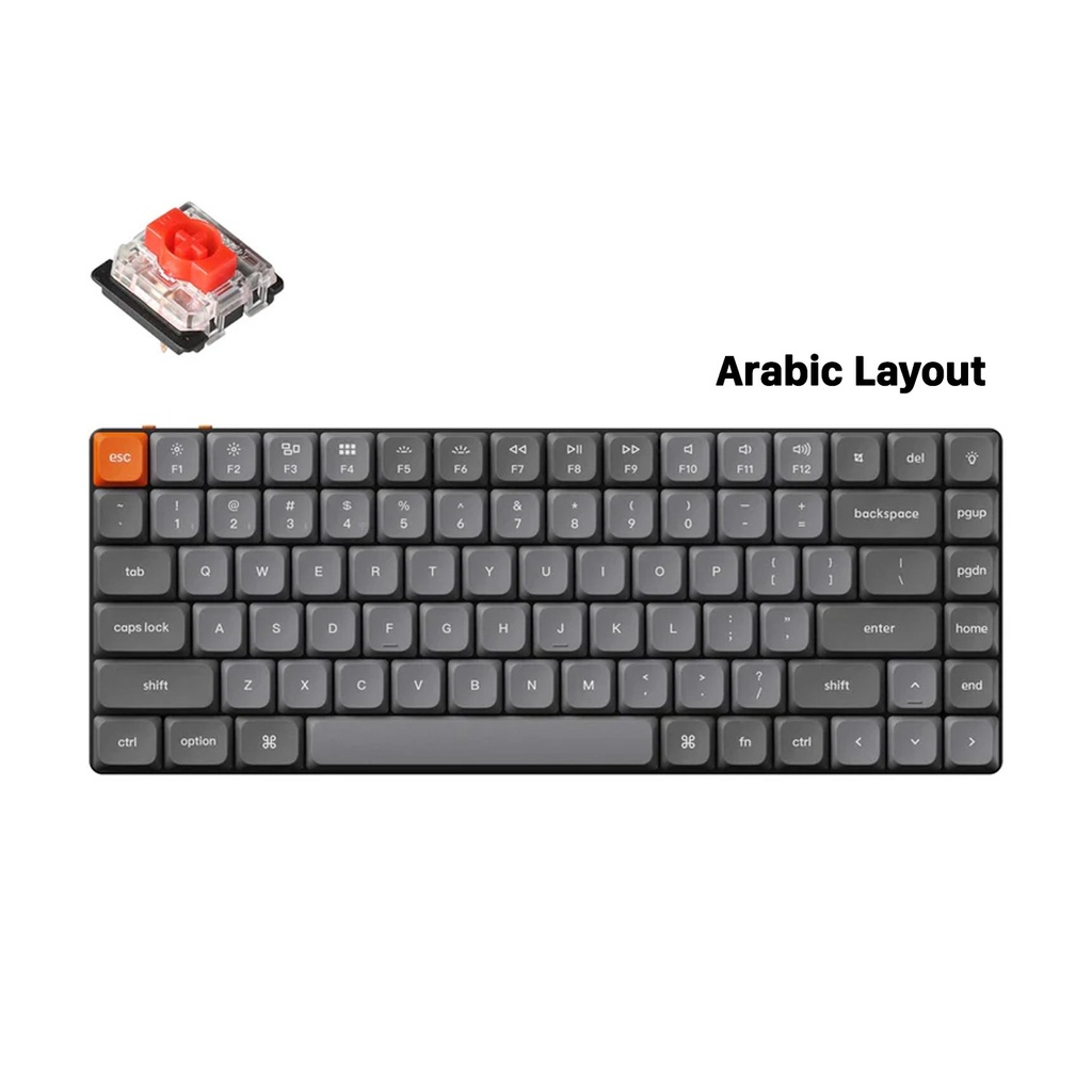 [NS031836] Keychron K3 Max 75% QMK/VIA Wireless Mechanical Keyboard Programmable RGB LED Gateron Red Switch Bluetooth/USB-C (Arabic Layout) - Black