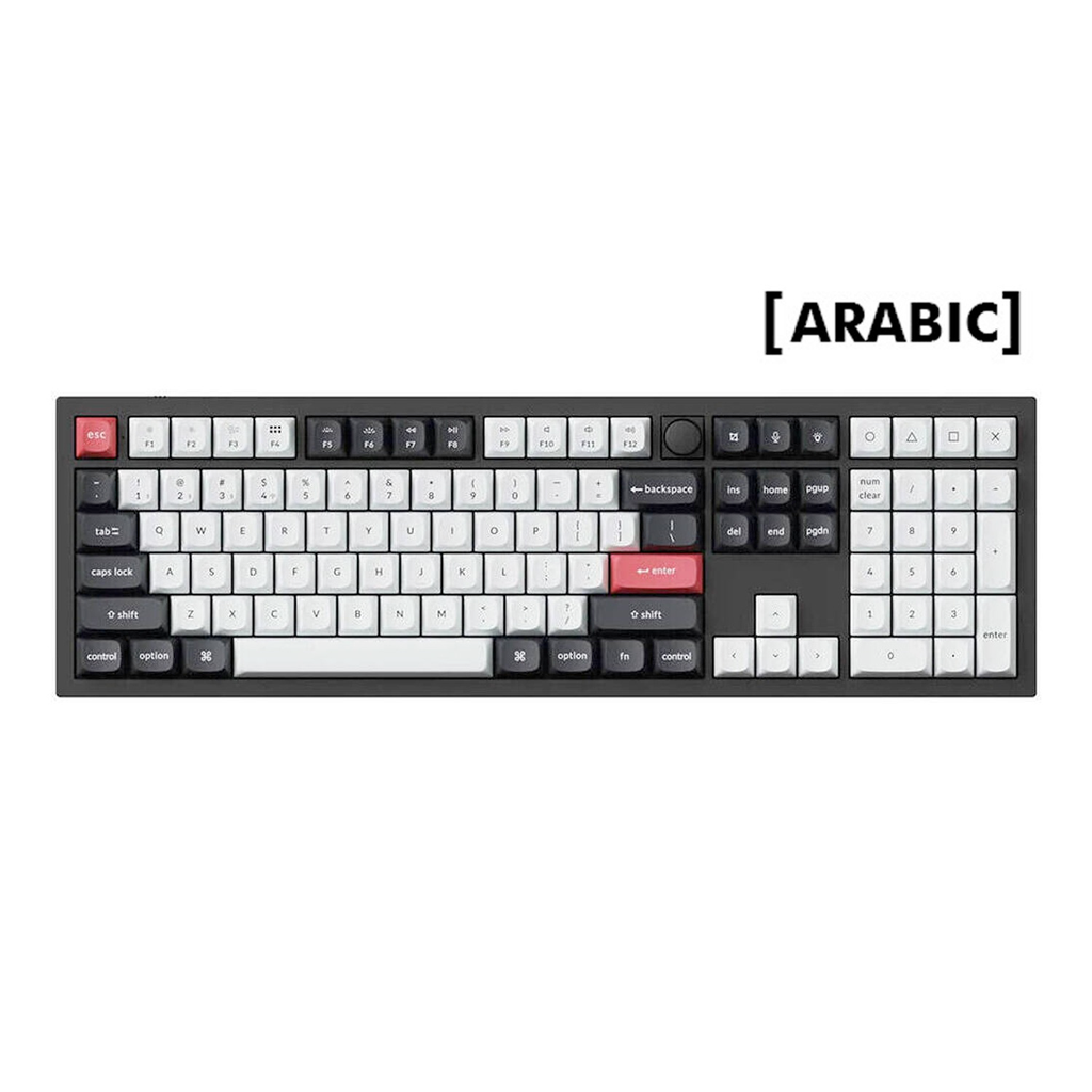 Keychron Q6 HE QMK Wireless Keyboard Gateron double-rail magnetic switch 2.4 GHz / Bluetooth / Type-C wired (Arabic Layout)-Black/White