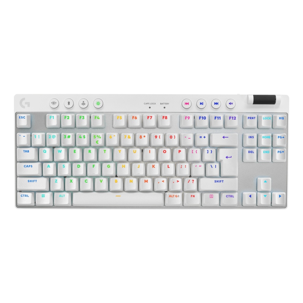 Logitech G PRO X TKL LIGHTSPEED Wireless Gaming Keyboard, Ultra-Portable Tenkeyless Design, Lightsync RGB Backlit, PBT Keycaps, Tactile Switches (GX Brown), BT/USB, US INTL Layout, White | 920-012148