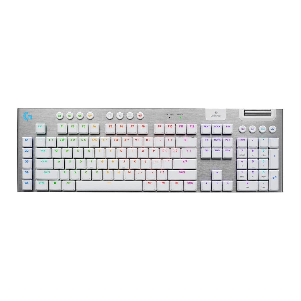 [NS030349] Logitech G915 X LIGHTSPEED Mechanical Keyboard, Tactile Switches, Double-Shot PBT Keycaps, LIGHTSYNC RGB Illumination, Tri-Mode Connectivity, English (US) Layout, White | 920-012690