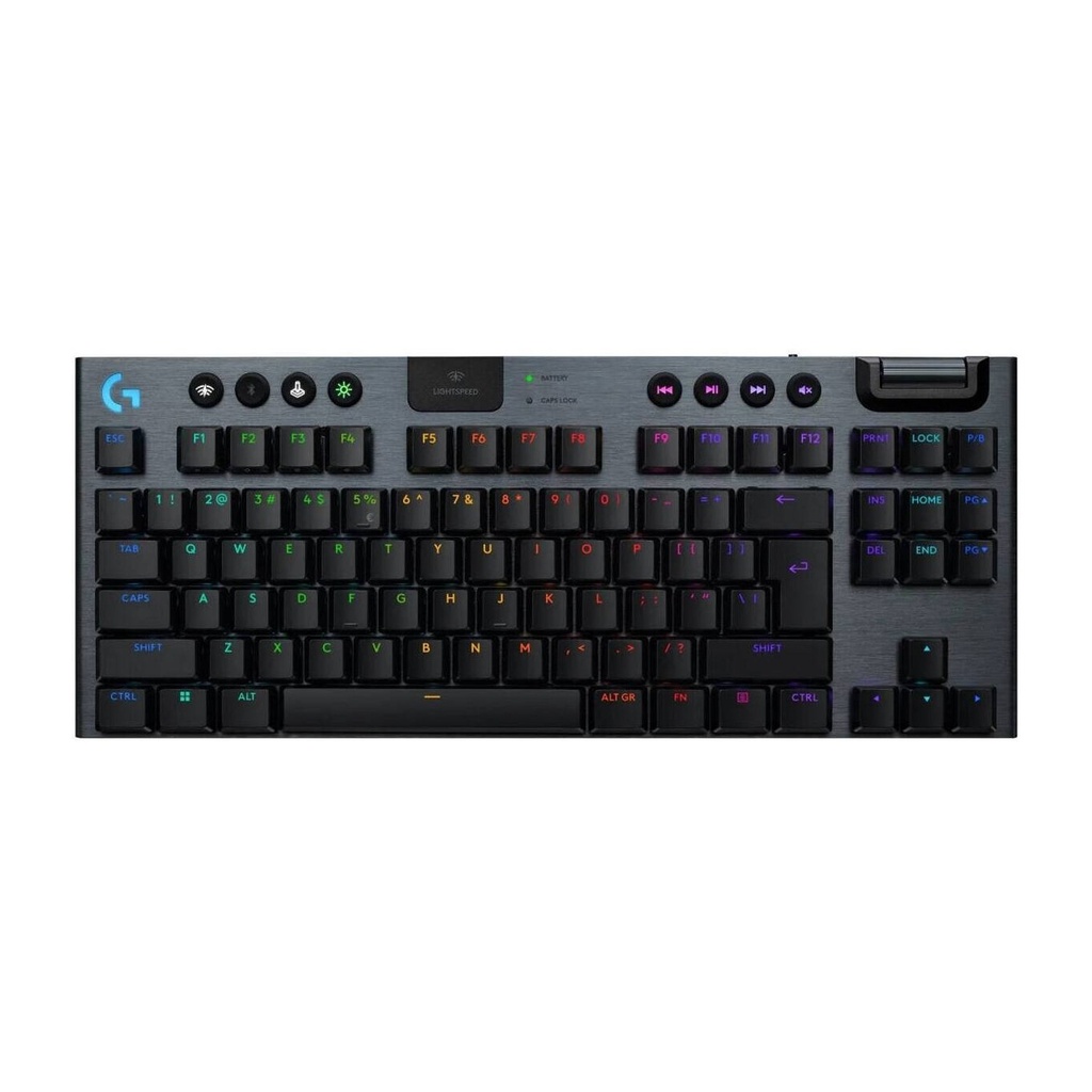 Logitech G915 X LIGHTSPEED TKL Mechanical Keyboard, Clicky Switches, Double-Shot PBT Keycaps, LIGHTSYNC RGB Illumination, Tri-Mode Connectivity, English (US) Layout, Black | 920-012757