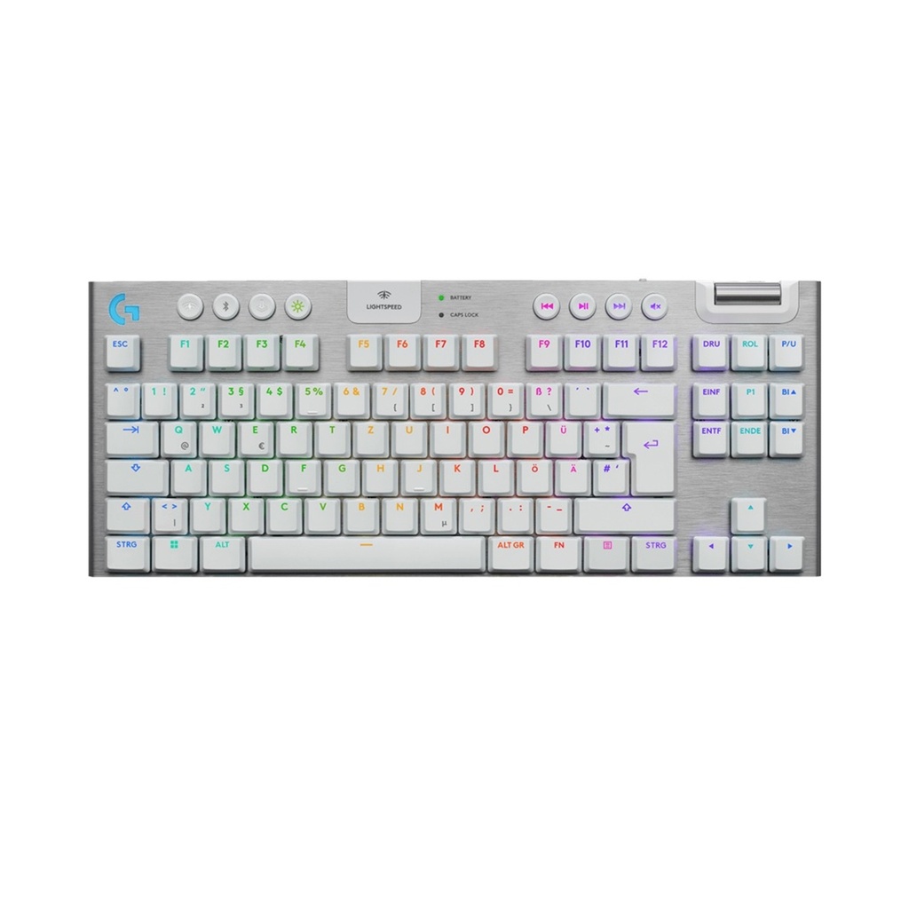 [NS030345] Logitech G915 X LIGHTSPEED TKL Mechanical Keyboard, Tactile Switches, Double-Shot PBT Keycaps, LIGHTSYNC RGB Illumination, Tri-Mode Connectivity, English (US) Layout, White | 920-012737