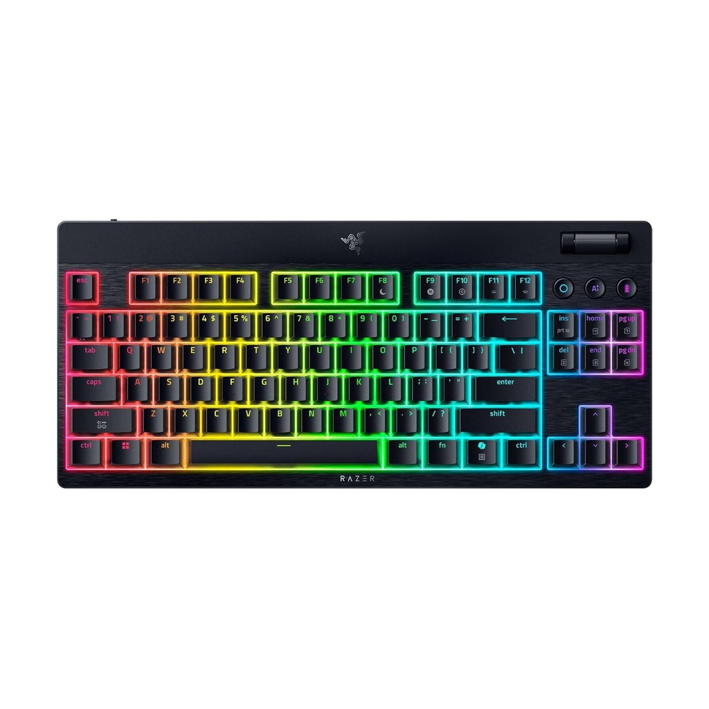 Razer Black Widow V4 Low-Profile Tenkeyless Hyper Speed US ,RGB Wireless Mechanical Gaming Keyboard Green Switch- Black
