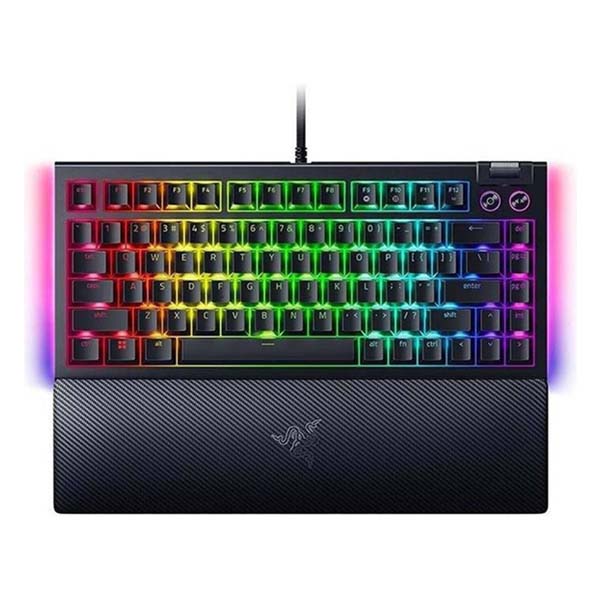 [NS014363] Razer BlackWidow V4 75% Mechanical Gaming Keyboard: Hot-Swappable Design, Compact & Durable, Orange Tactile Switches, Chroma RGB, MF Roller & Media Keys, Comfortable Wrist Rest - Black