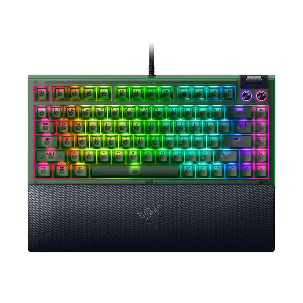 [NS032300] Razer BlackWidow V4 75% Phantom Green Edition Hot-Swappable Mechanical Wired Gaming Keyboard Tactile & Quiet Switch
