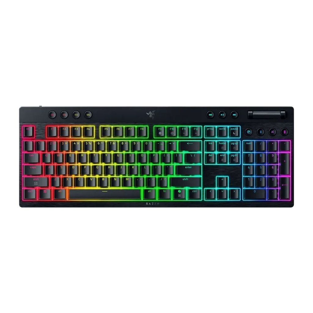 Razer BlackWidow V4 Low-Profile HyperSpeed Wireless/ Bluetooth/Wired Chroma RGB Gaming Keyboard,Linear Yellow Switches,Up to 980 Hrs Battery Life, Black | RZ03-05271500-R3M1