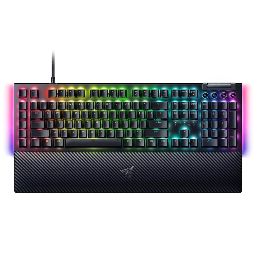 [NS026717] Razer BlackWidow V4 Mechanical Gaming Keyboard: Green Switches Tactile & Clicky, Chroma RGB, 6 Macro Keys, Magnetic Wrist Rest, Doubleshot ABS Keycaps, Roller & Media Keys - Black