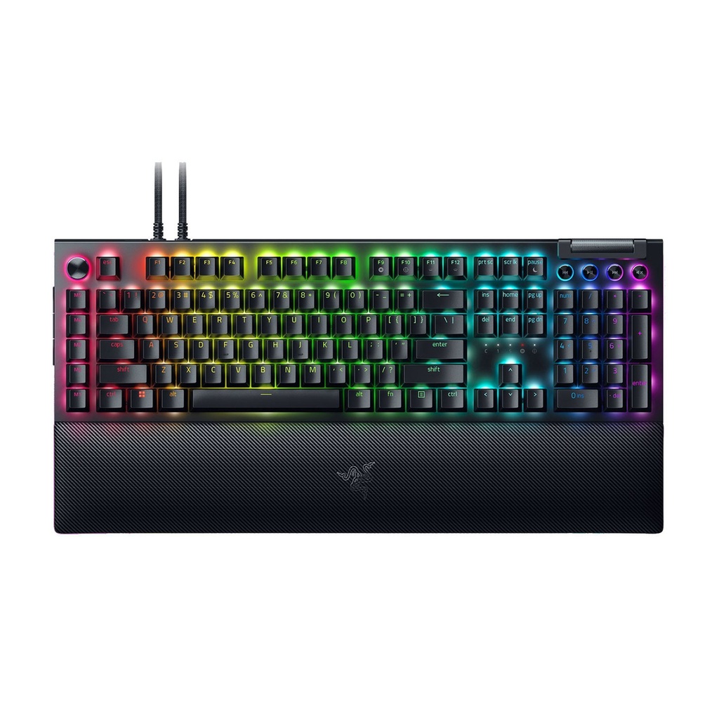 Razer BlackWidow V4 Pro Wired Mechanical Gaming Keyboard: Green Mechanical Switches Tactile & Clicky, Doubleshot ABS Keycaps, Command Dial, Programmable Macros - Chroma RGB - Black