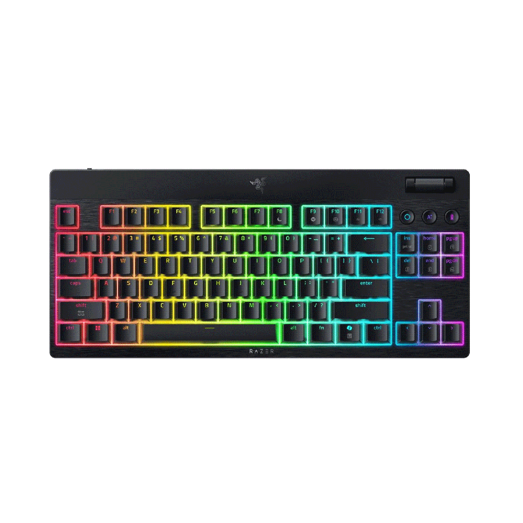 Razer BlackWidow V4 TKL HyperSpeed Wireless/Bluetooth/Wired Chroma RGB Gaming Keyboard, Yellow Linear Switches,Up to 980 Hrs Battery Life, Black | RZ03-05450100-R3M1