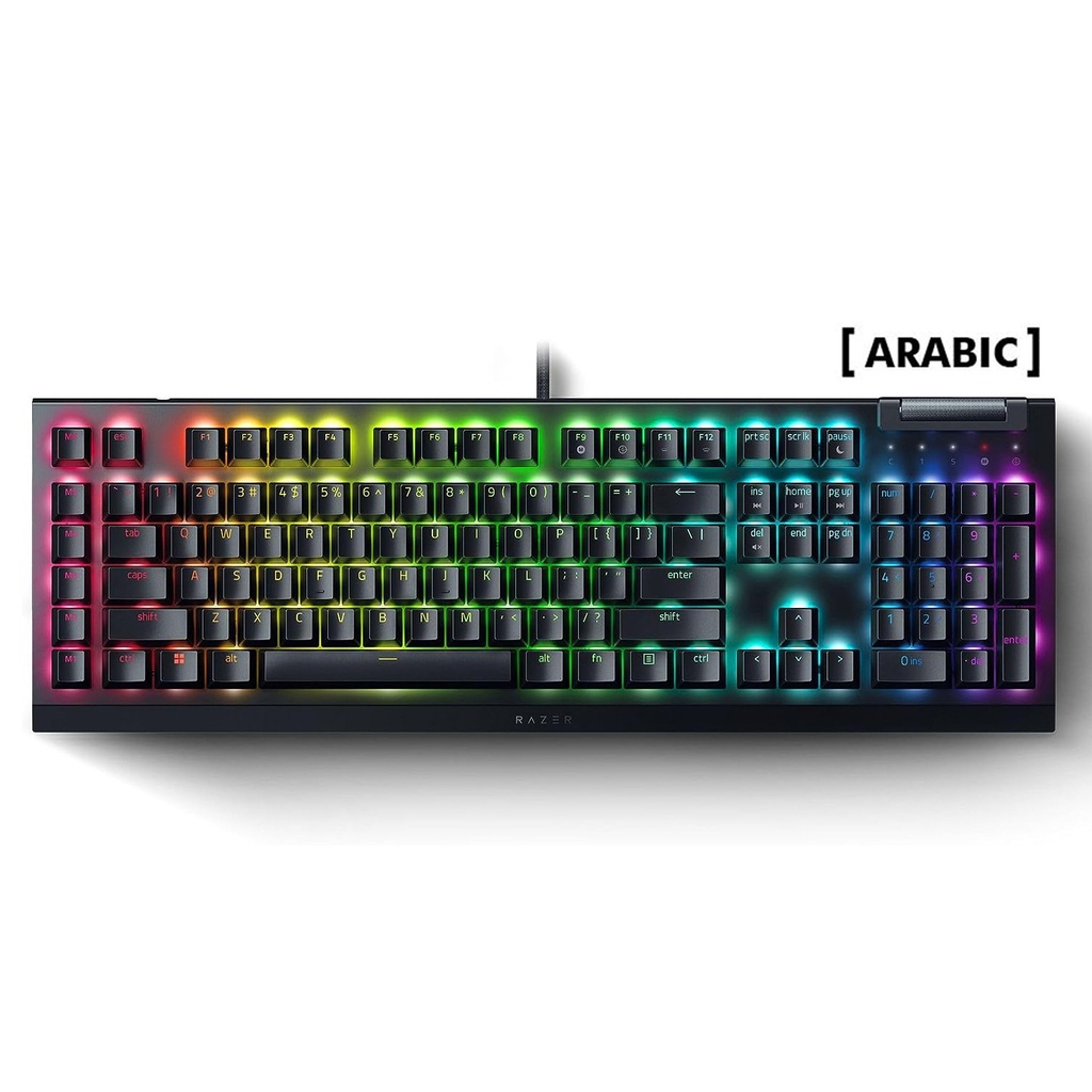 Razer BlackWidow V4 X Mechanical Gaming Keyboard with Razer Chroma RGB: Green Mechanical Switches, 6 Dedicated Macro Keys, Multi-Function Roller, Secondary Media Keys - Arabic Layout - Black