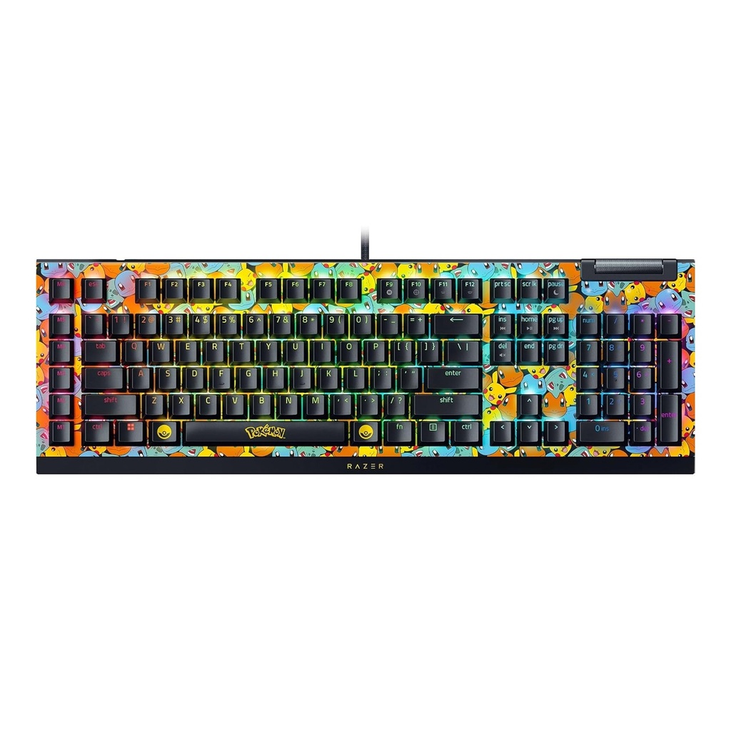 [NS031451] Razer BlackWidow V4 X Wired Mechanical Gaming Keyboard, Green Switches Tactile & Clicky, 6 Macro Keys, Chroma RGB, Doubleshot ABS Keycaps, Sound Dampening & Stabilizers, Pokémon Edition