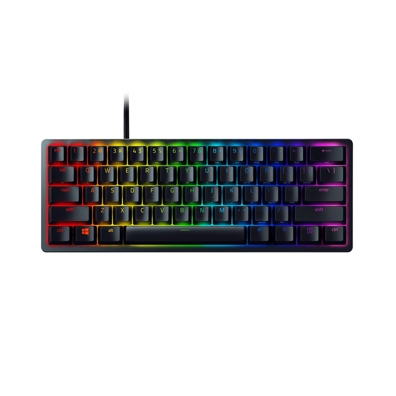 Razer Huntsman Mini 60% Compact Gaming Keyboard: Purple Switch, Clicky Optical-Mechanical Switches, Doubleshot PBT Keycaps, Detachable USB-C Cable, US Layout - Black