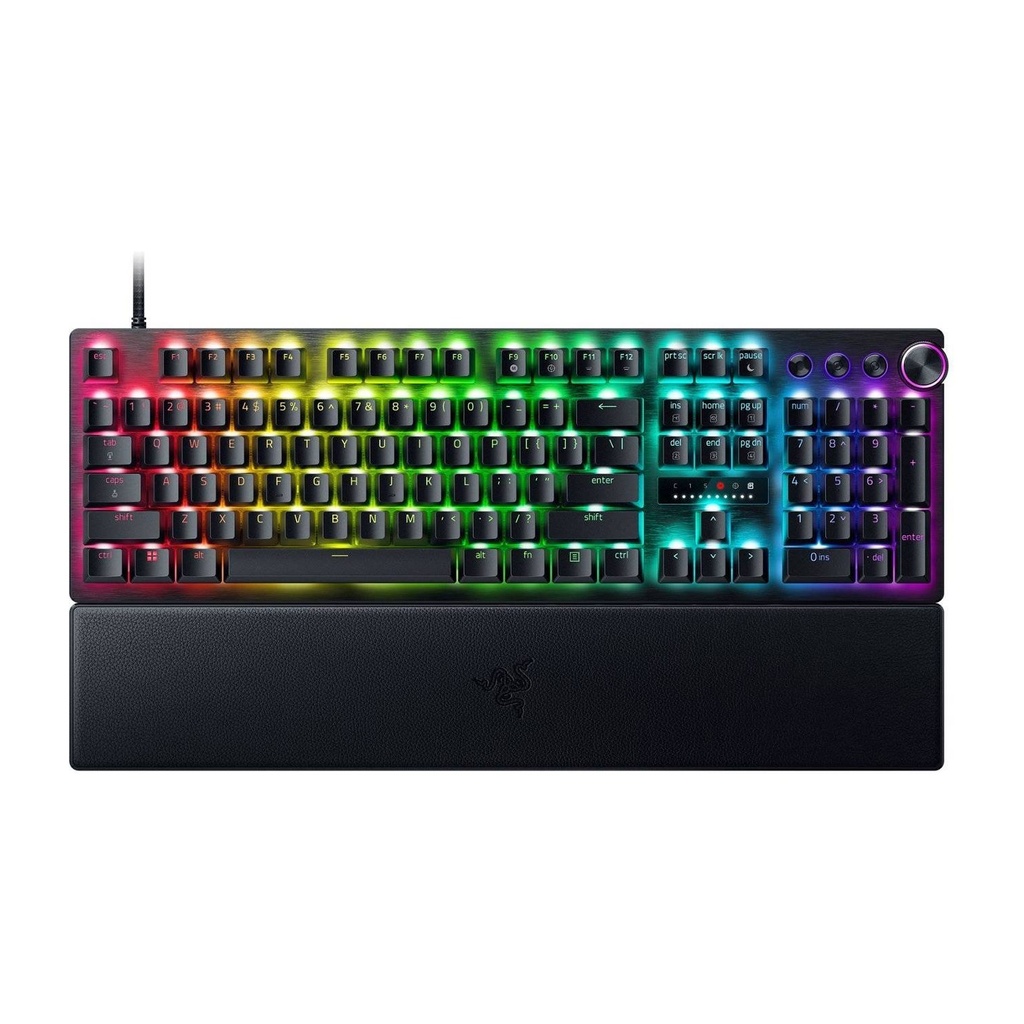 [NS015457] Razer Huntsman V3 Pro Esports Gaming Keyboard: Analog Optical Switches, Rapid Trigger & Adjustable Actuation, Media Keys & Dial, Doubleshot PBT Keycaps, Wrist Rest - Black